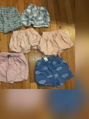 (6) Mixed Girls' Shorts Bundle - Pastel Pink, Blue, Gray Size 4T Good/Excellent!